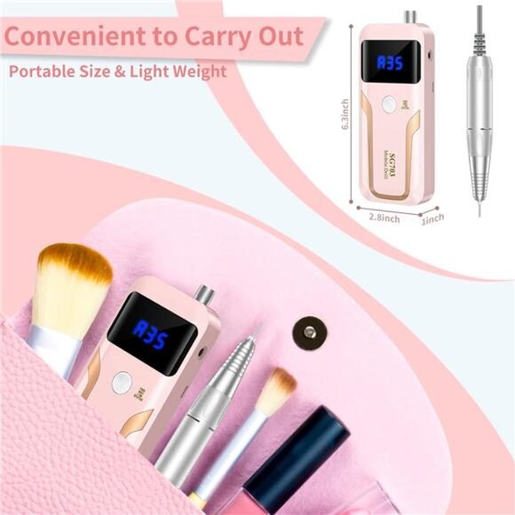 Portable Nail Drill Professional 35000 RPM, Rechargeable Electric Nail File - Picture 3 of 7